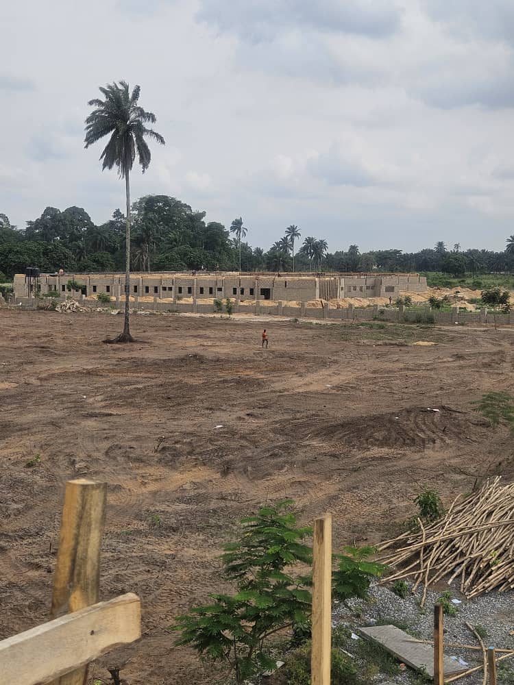 Large building shell under construction across a cleared site